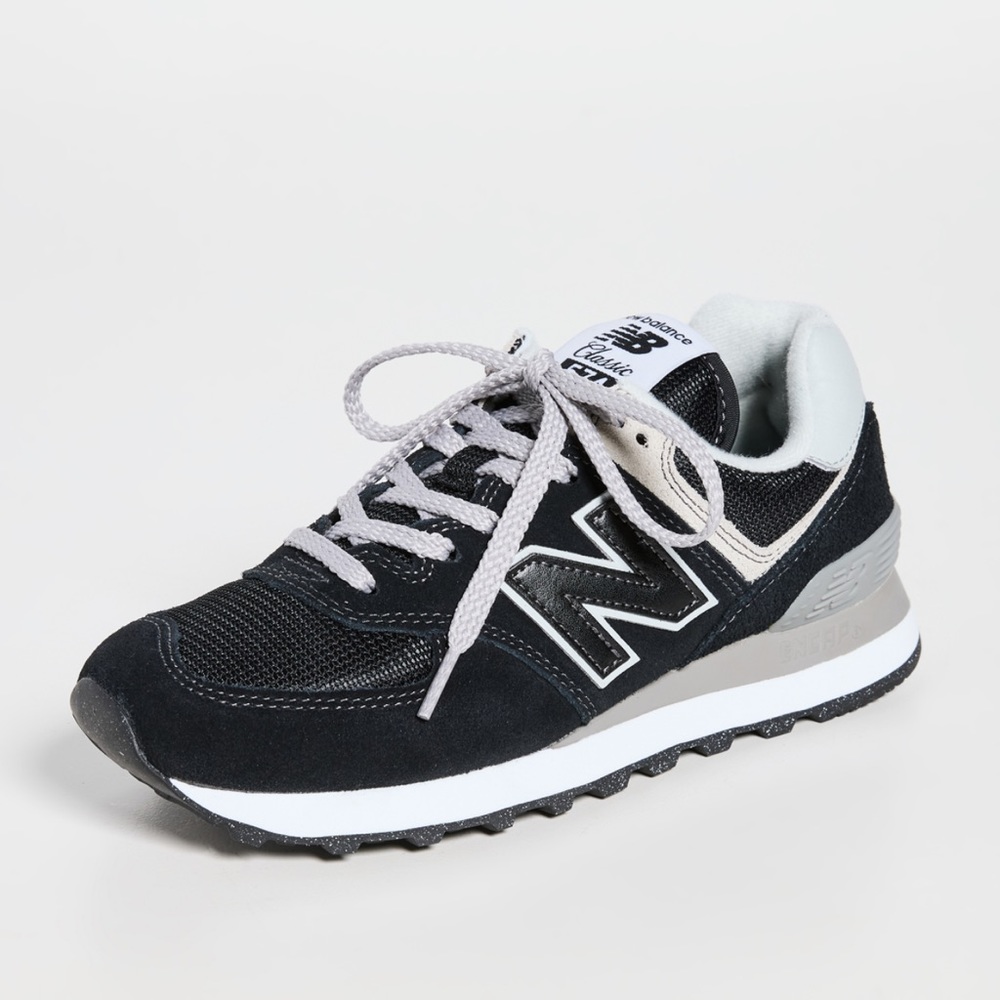 New Balance 574 Classic Sneakers Black/ White/ Grey Sz 8